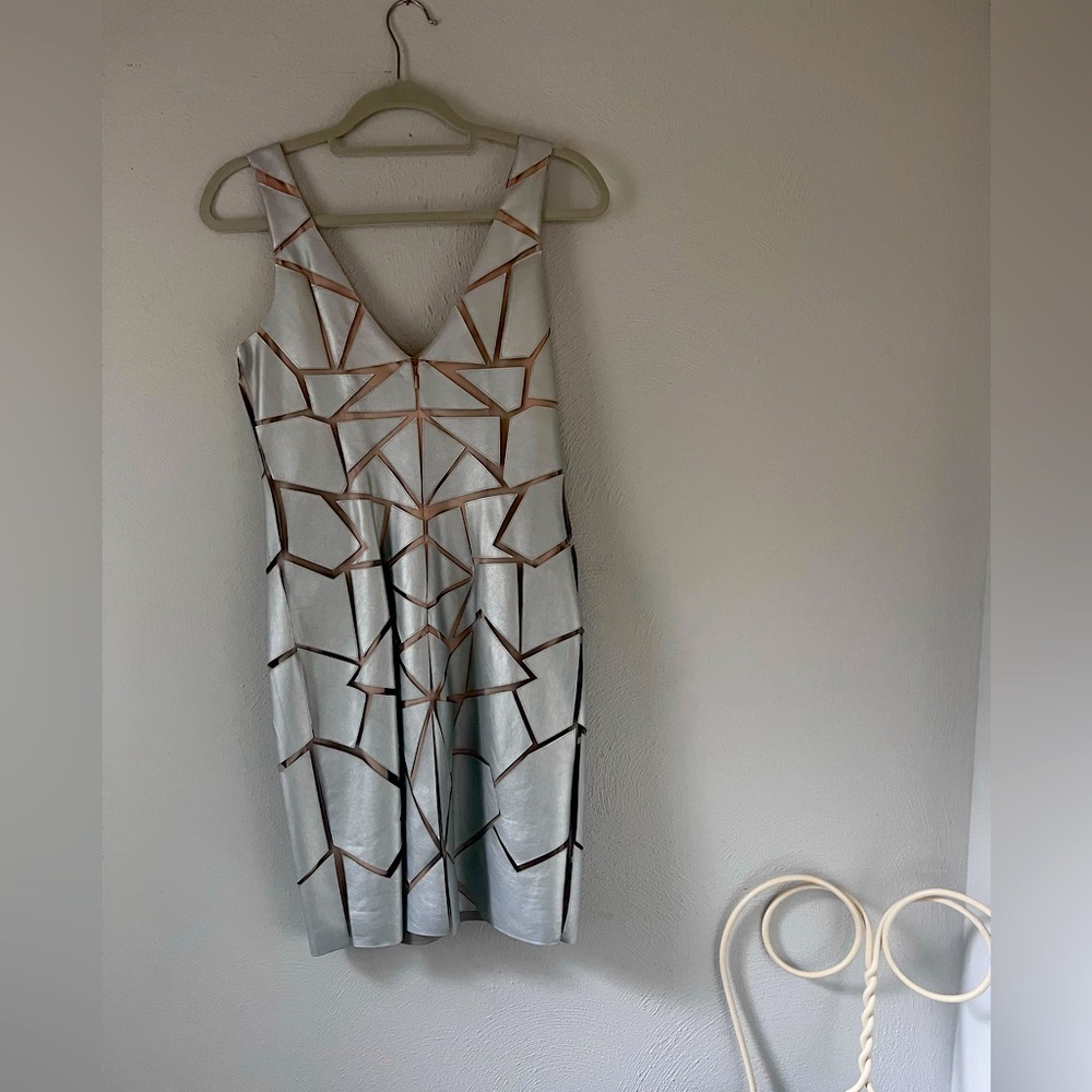 Aidan Mattox - Silver/mesh lined dress size 6